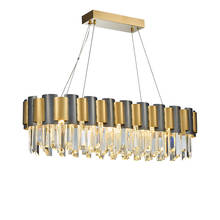 Luminária pendente em cristal de aço inoxidável, pós-moderno, redonda, oval, com luzes led. lâmpada pendente. luz para sala de jantar Luminária pendente em cristal de aço inoxidável, pós-moderno, redonda, oval, com luzes led. lâmpada pendente. luz para sala de jantar