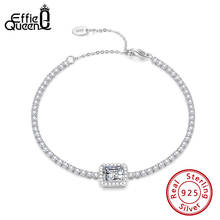 Eie queen pulseira de prata 925 quadrado princesa corte zircônia prata esterlina bracelete de pulso para mulheres joia de luxo b87 2024 - compre barato