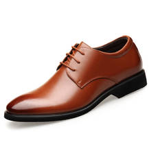 Oculto-zapatos de vestir de cuero genuino para hombre, calzado Formal de negocios, elevador de oficina, cómodos, para boda y negocios, 6CM 2024 - compra barato
