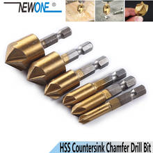 6pcs/set Flute Chamfer Countersink Round  1/4" Hex Shank HSS 90 Degree Wood Chamfering Cutter 6mm-19mm Countersink Drill Bit 2024 - buy cheap