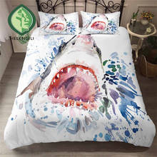 HELENGILI 3D Bedding Set Shark Print Duvet Cover Set Bedclothes with Pillowcase Bed Set Home Textiles #YC-164 2024 - buy cheap