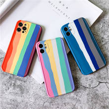 Funda de silicona suave para teléfono móvil iphone, carcasa de protección de cámara con diseño de rayas de colores arcoíris para iphone 12 Mini Pro 11 Max 7 8 Plus 12Pro XR X XS 2024 - compra barato