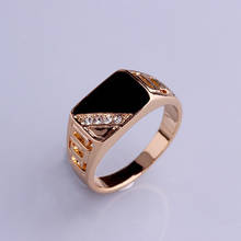 Joyería clásica para hombre, anillo de boda con diamantes de imitación, esmalte negro, regalo de fiesta de navidad 2024 - compra barato