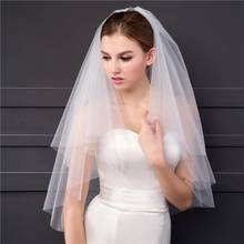 2 Layers Bridal Veils Comb Velo De Novia White Ivory Soft Tulle Welon Cut Edge Short Wedding Veil Of Bride Voile Mariage 2024 - buy cheap