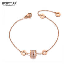 Bobotuu pulseira de concha boêmia tendência para mulheres meninas aço inoxidável numerais romanos elos & pulseira de corrente joias bb20002 2024 - compre barato