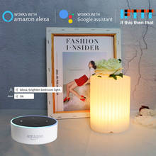 Vaso de luz noturna com controle de voz, lâmpada led inteligente com controle remoto por wi-fi rgb para google home e alexa 2024 - compre barato