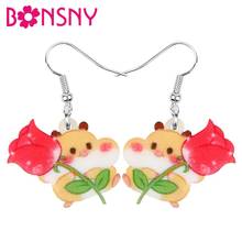 Bonsny-pendientes acrílicos con forma de Rosa y ardilla, joyería colgante con forma de gota de Animal para mujeres, niñas, adolescentes y niños, accesorios de regalo 2024 - compra barato