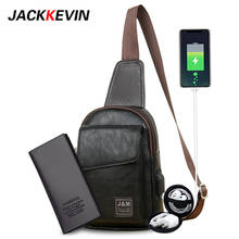 JackKevin-bandolera de cuero Retro para hombre, bolso de hombro USB, resistente al agua, de pecho, de alta calidad 2024 - compra barato