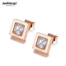 JeeMango Cubic Zirconia Stud Earrings White CZ Crystal Jewelry 3 Colors Plated Stainless Steel Women Gift Rhinestone JE18485 2024 - buy cheap