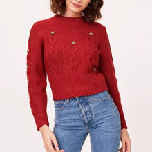 Jumper cropped feminino em malha com bordado floral 2024 - compre barato