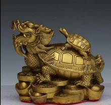 Copper Statue Dragon turtle ornament brass Kaiguang mother and son dragon head turtle living room office ornament handicraft 2024 - buy cheap