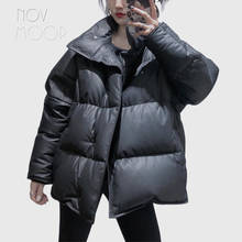 Novmoop-abrigo grueso de piel de oveja para mujer, abrigo de oficina, moda, color negro, LT2961 2024 - compra barato