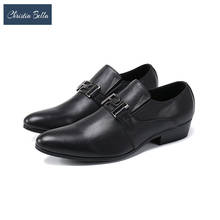 Talismã clássico de couro genuíno para homens, preto, sapatos sociais para escritório, casamento, sapatos oxford 2024 - compre barato