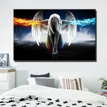 Pintura de tela de gelo e fogo para meninas, asas de anjo e anime para parede, posteres e impressões, imagem moderna para decoração de casa, sala de estar 2024 - compre barato