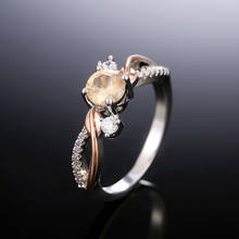 Anel feminino de zircônio com folha de ouro rosa, novo anel popular de duas cores com strass e cobre, acessório de joalheria para mulheres, presente, 2020 2024 - compre barato