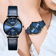 Dom relógio feminino ultrafino, de luxo, à prova d'água, cor azul, de aço inoxidável, quartzo 2024 - compre barato