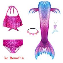 NEW!Girl's Mermaid Costumes Mermaid Tails For Swimming Costume With Monofin Flipper for Kids summer Dress Bikini swimmable Suit 2024 - buy cheap