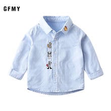 GFMY Boys Shirts 2021 Autumn New Cotton Long Sleeved Casual Shirt Baby Boys Cartoon Dinosaur Embroidery Shirt Childrens Clothing 2024 - buy cheap