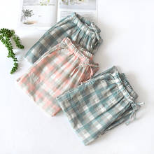 Fdfklak Women's Home Pants Sleep Bottoms Cotton Plaid Long Pajama Pants Spring summer New couple pijama Trousers 2024 - buy cheap