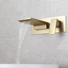 Wall mounted brass bathroom sink faucet Brushed gold cold hot water basin sink faucet high quality waterfall tap faucet 2024 - buy cheap