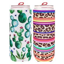 2Pcs Cactus Leopard Stripes Print Neoprene Soft Can Beer Bottle Cover Insulated Water Bottle Sleeve Portable Vacuum Cup Set 2024 - buy cheap