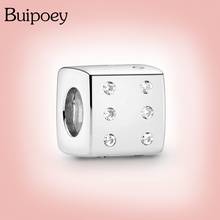 Buipoey 1pcs Silver Plated Shining Dice Beaded Charm Fit Brands Bracelets Accessories For Original Women Men Necklace Jewelry 2024 - buy cheap