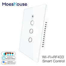 WiFi Smart Wall Light Switch Glass Panel RF433 Wireless Smart Life Tuya APP Remote Control Works With Alexa Google Home 3 Gang 2024 - buy cheap