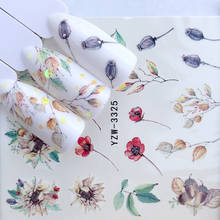 1 Sheet Watercolor Simple Floral Flower Nail Sticker Gel Wraps Decal Manicure Decor Christmas Water Transfer Slider Foil 2024 - buy cheap