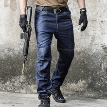 Эластичные джинсовые тактические мужские брюки с несколькими карманами, военные брюки, мужские уличные повседневные джинсы, мужские уличные брюки-карго 2024 - купить недорого