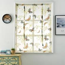 fashion Kitchen short sheer curtains burnout roman blinds butterfly sheer panel tulle window treatment door curtain Home textile 2024 - buy cheap