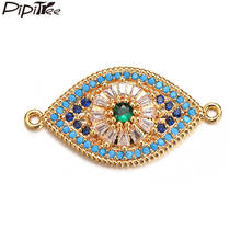 Pipitree Luxury Blue Cubic Zirconia Evil Eye Charms Bracelet Connector DIY Jewelry Making Accessories Fashion Turkish Eye Charms 2024 - buy cheap