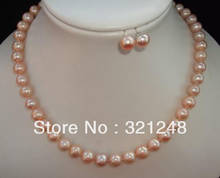Free shipping Women's Necklace 2021 New Fashion 7-8MM Pink Akoya Cultured Pearl Necklace Earring DIY Jewelry Design High End 2024 - buy cheap