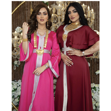 Abaya Jalabiya Hijab Dress for Women Fashion Ribbon Muslim Dubai Arabic Moroccan Kaftan Maroon Ruffle Short Sleeve Soft Satin 2024 - buy cheap