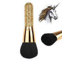 Brocha de maquillaje dorada de unicornio, brocha grande para polvo suelto, brocha de maquillaje grande para colorete en polvo facial, brocha cosmética para base, 1 ud. 2024 - compra barato