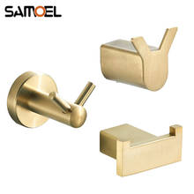 Samoel Nordic Style Gold Brushed Bathroom Accessories Wall-mounted Robe Hooks Brass Double Clothes Hook H016 2024 - buy cheap