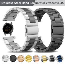 18mm banda de metal de luxo para garmin relógio inteligente vivoactive 4S pulseira de aço inoxidável acessórios pulseiras de pulso 2024 - compre barato