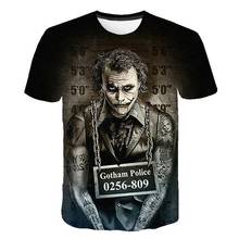 Мужская футболка с 3D-принтом отряд самоубийц, повседневная мужская футболка с круглым вырезом и лицом Джокера, футболка клоуна с коротким рукавом для косплея, Забавные футболки с покемоном 2024 - купить недорого