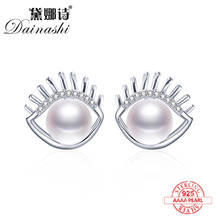 2020 New Arrivals Eye Shape Silver 925 AAAA Natural Freshwater Pearl Stud Earrings For Women Fashion Real Pearl Fine Jewelry Hot 2024 - buy cheap