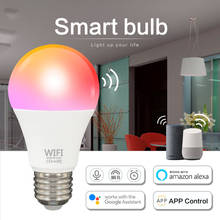 Lâmpada led inteligente, 9w, wifi, e27 b22, regulável, aplicativo inteligente, despertar, luz noturna, funciona com amazon alexa, google home, app tuya 2024 - compre barato