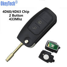 OkeyTech for Ford Mondeo Fiesta C-Max S-Max 433Mhz 4D60/4D63 Transponder Chip Flip Folding Remote Car Key FO21 Blade 2 Button 2024 - buy cheap