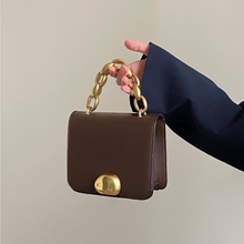 Mini bolsa de ombro feminina vintage, bolsa quadrada pequena de couro pu fashion, bolsa de mão com corrente 2024 - compre barato