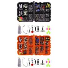 Kit de accesorios de pesca con caja de aparejos, anzuelos giratorios, flotadores, tapón, cuentas, 177 Uds. 2024 - compra barato