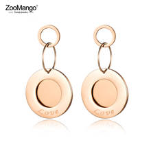 ZooMango geométrico Acero inoxidable Pendientes de la joyería de oro rosa amor Pendientes para Mujer de Moda, regalo para las mujeres dama chica ZE18082 2024 - compra barato