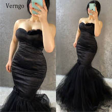 Verngo Modest Black Mermaid Evening Dresses Sweetheart Shiny Top Tulle Skirt Floor Length Prom Gowns Long Formal Occasion Dress 2024 - buy cheap