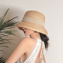 Chapéus feitos à mão para mulheres, de ráfia, elegante, pérola, palha, chapéu de sol feminino, chapéu de verão, panamá, praia, maleável, chapéus de viagem feminino 2024 - compre barato