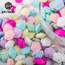 Let'S Make 50Pc Silicone Teethers Mini Rose Food Grade Silicone Organic Teething Beads Diy Pacifier Chain Accessories Kids Toys 2024 - buy cheap