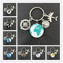 Earth plane keychain pendant earth compass personality memorial key ring gift for travel lovers 2024 - buy cheap