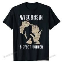 Wisconsin Bigfoot Hunter Shirt, Funny Sasquatch Gift Casual T Shirt for Men Cotton Tops Tees Slim Fit Latest 2024 - buy cheap