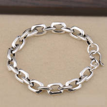 8mm Thick S925 Sterling Silver Cool Jewelry Vintage Thai Silver Round Buckle Square Bracelet 2024 - buy cheap