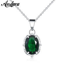 Colar de prata esterlina 925, pingente de cristal de zircônia verde para mulheres, joias para presente de casamento 2024 - compre barato